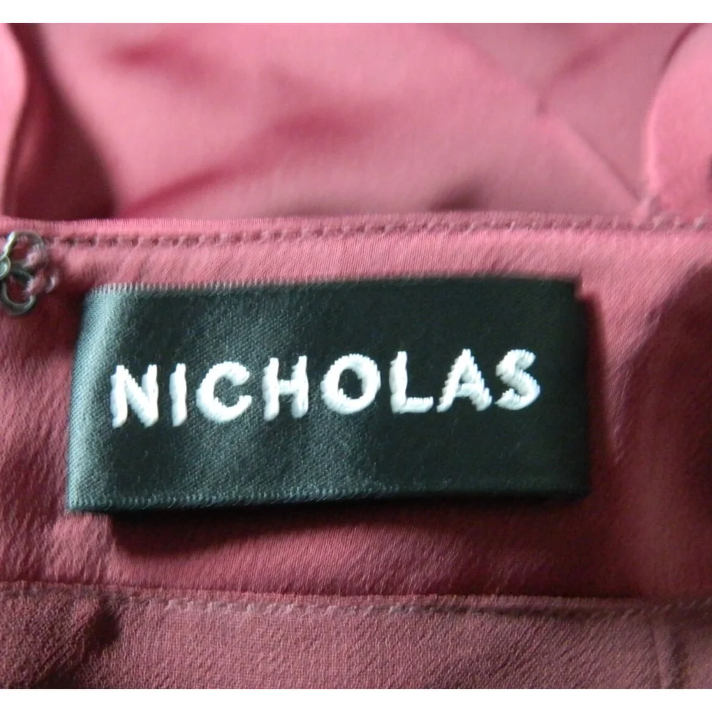 NICHOLAS Jumpsuit Size‎ 2 Burgundy Satin Wrap V-Neck Tie Front Open Back